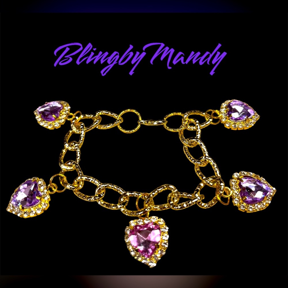 Easter colors charm bracelet Betsy Johnson like charms pink and purples